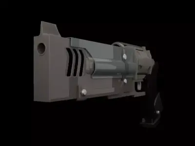 Vanguard Revolver Sci-Fi Hand Cannon Free low-poly 3D model