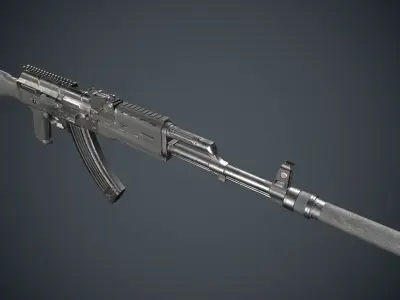 Low Poly AK 47 Low-poly 3D model