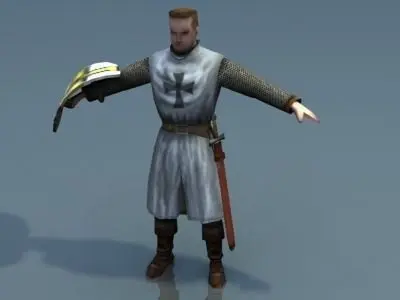 Crusader Knight Low-poly 3D model