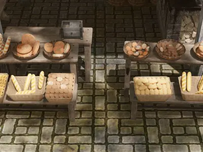Medieval Bakery Shop Low-poly 3D model