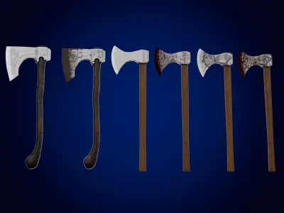 One Handed Viking Axes Free low-poly 3D model