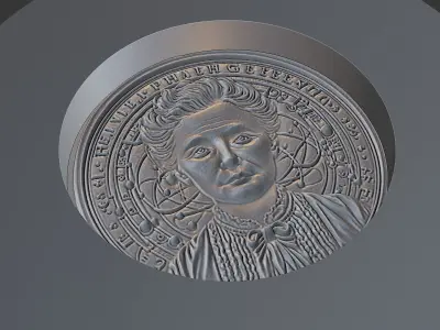 Marie Curie Medallion 3D print model