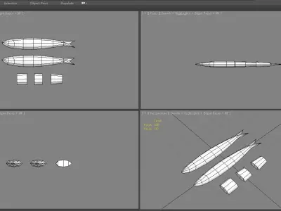 Cartoon fried fish Low-poly 3D model