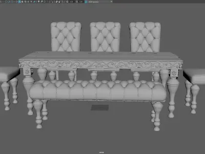 Dining Table and Chair Set 3D Model Game Ready UV Mapped Low-poly 3D model