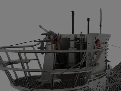 German U-boat VIIC Low-poly 3D model