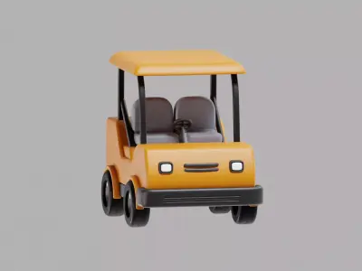 Golf Cart Cartoon Low-poly 3D model