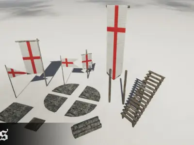 Medieval castle kit Low-poly 3D model