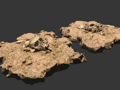 Modular 3D Ground with broken skulls LOW POLY VERSION 3D model