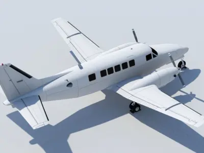 Beechcraft Low Poly Model 99 Static Model Blank Conmuter  Low-poly 3D model
