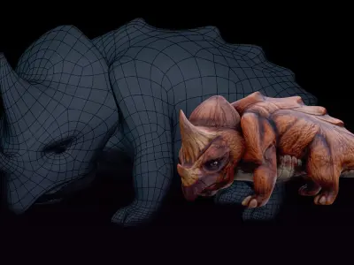 Triceratops Cartoon Rigged Monster Ride for Blender Free low-poly 3D model