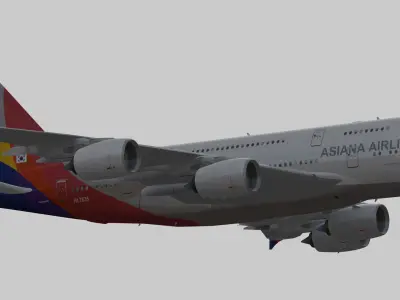 Airbus A380-8 Asiana airlines livery Low-poly 3D model