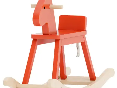 Orange Red Rocking Horse  Free 3D model