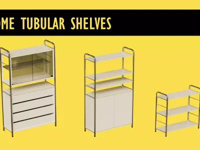Chrome Tubular Shelves Free 3D model