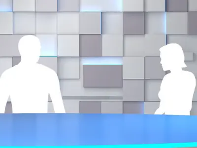 Virtual TV Studio 02 PBR Low-poly 3D model