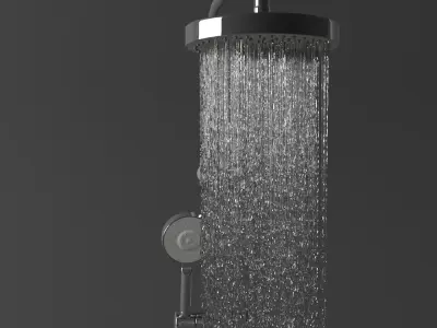 Realistic Shower Water Animated 3D model