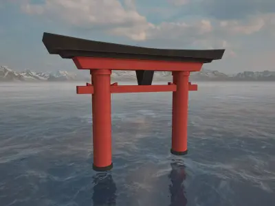 Japanese Myojin Torii Low-poly 3D model