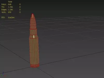 308 Winchester Ammo Low-poly 3D model