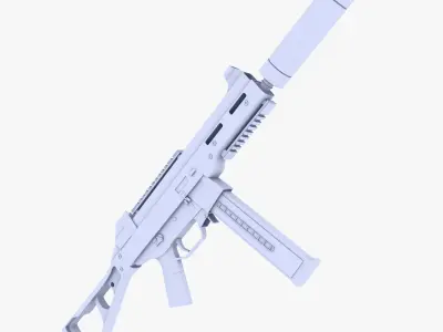 UMP 45 Submachine Gun Supressed 2 Low-poly 3D model