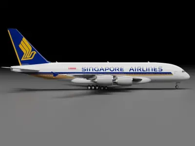 Airbus A380-800 with Singapore Livery 3D model