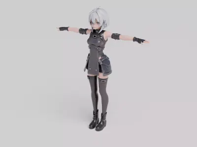 Anime Sci-Fi Female Character Bundle 3D model