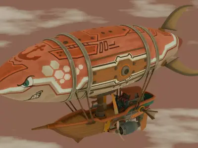 Fantasy Stylized Airship - Hand painted 3D Model 3D model