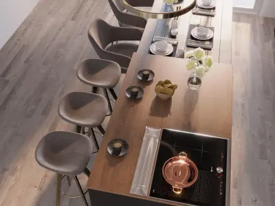 Kitchen 3D model Low Poly Low-poly 3D model