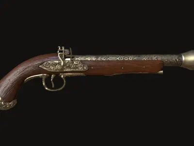 Pistol Flintlock Low-poly 3D model