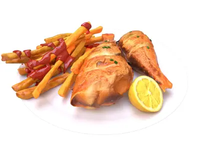 Fried Fish 3D model