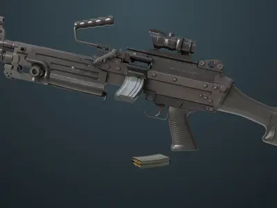 Machine Gun 07 All PBR Unity UE Textures Included Low-poly 3D model