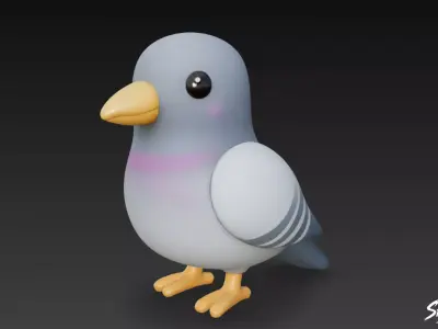 Cartoon Plush Pigeon Low-poly 3D model