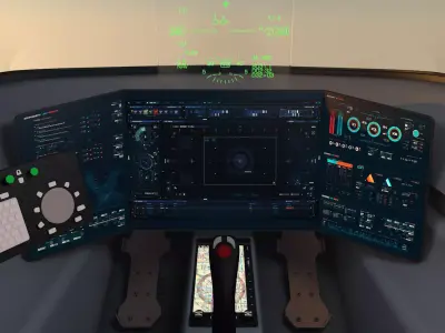 LowPoly Sci-fi spacecraft cockpit interior Low-poly 3D model