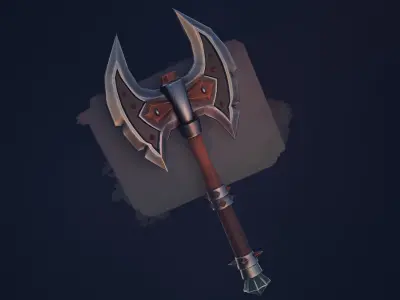 GameReady Stylized Battle Axe 3D model Low-poly 3D model