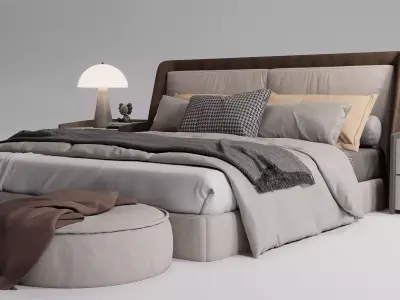 bed double bed furniture 3D model