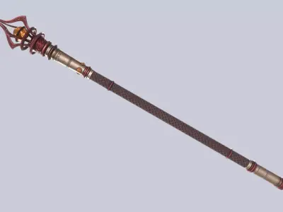 Blood moon scepter Low-poly 3D model