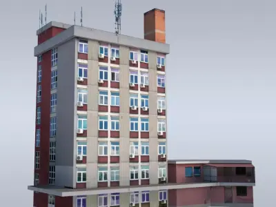 Communist administrative building Low-poly 3D model