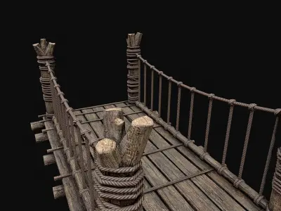 Modular Darkwood Bridge Low-poly 3D model