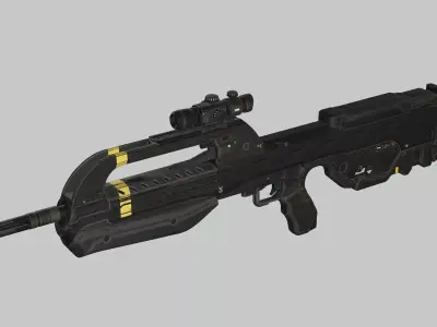 BR55 Battle Rifle Game Ready Low Poly 3D Model Low-poly 3D model
