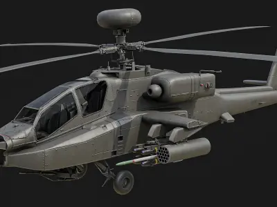 AH-64D Apache Helicopter Low-poly 3D model