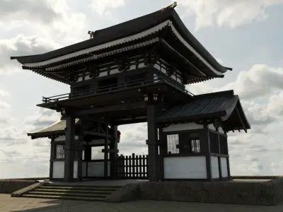 Japanese Gate Low-poly 3D model
