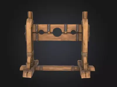 Medieval Stocks Instruments of Justice and Humiliation Low-poly 3D model