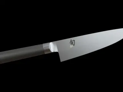Shun Chefs Knife steel brushed Low-poly 3D model