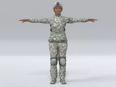 laos Black Female Soldier Low-poly 3D model