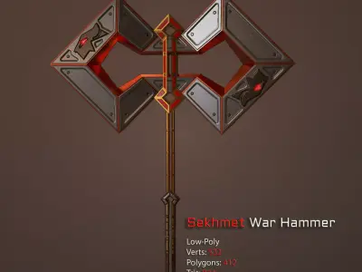 Egyptian Pantheon - Sekhmet War Hammer Low-poly 3D model