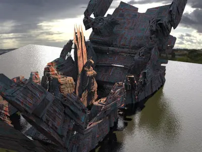 Stargate Pyramid Statue Temple Gods 3D model