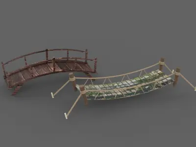 wooden bridge 3D model