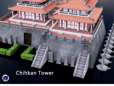 Taiwan Historic site Chihkan Tower 3D model