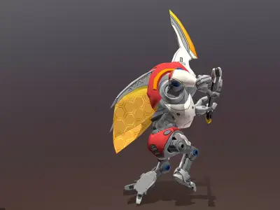CYBORG-BEETLE-ROBOT Spear Wind Mill Attack 3D model