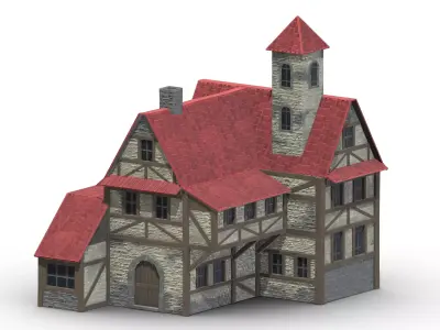Medieval Building 04 Low Poly PBR Realistic Low-poly 3D model