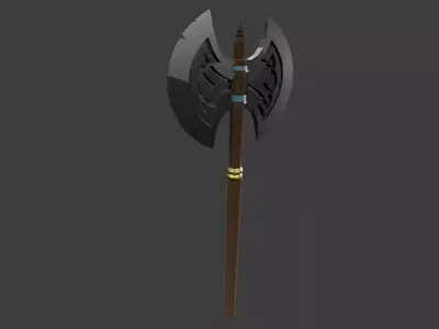 Low poly medieval battle axe Free low-poly 3D model
