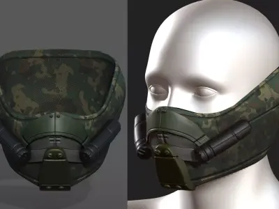 Gas mask respirator scifi futuristic 3d model  Low-poly 3D model 20
